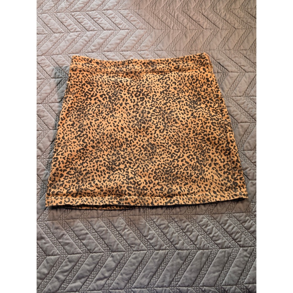 Forever 21 Leopard Print Mini Skirt Brown Tan Black Animal A-Line Size M